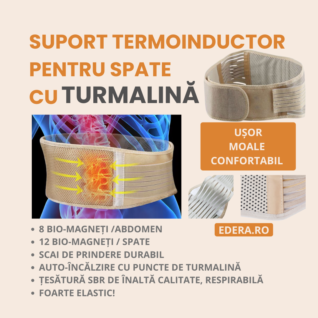 Suport termoinductor lombar cu turmalină - Centură spate, [2],edera.ro