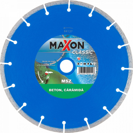 Disc DIAMANTAT segmentat 230 mm pentru beton / caramida MAXON MSZ230C