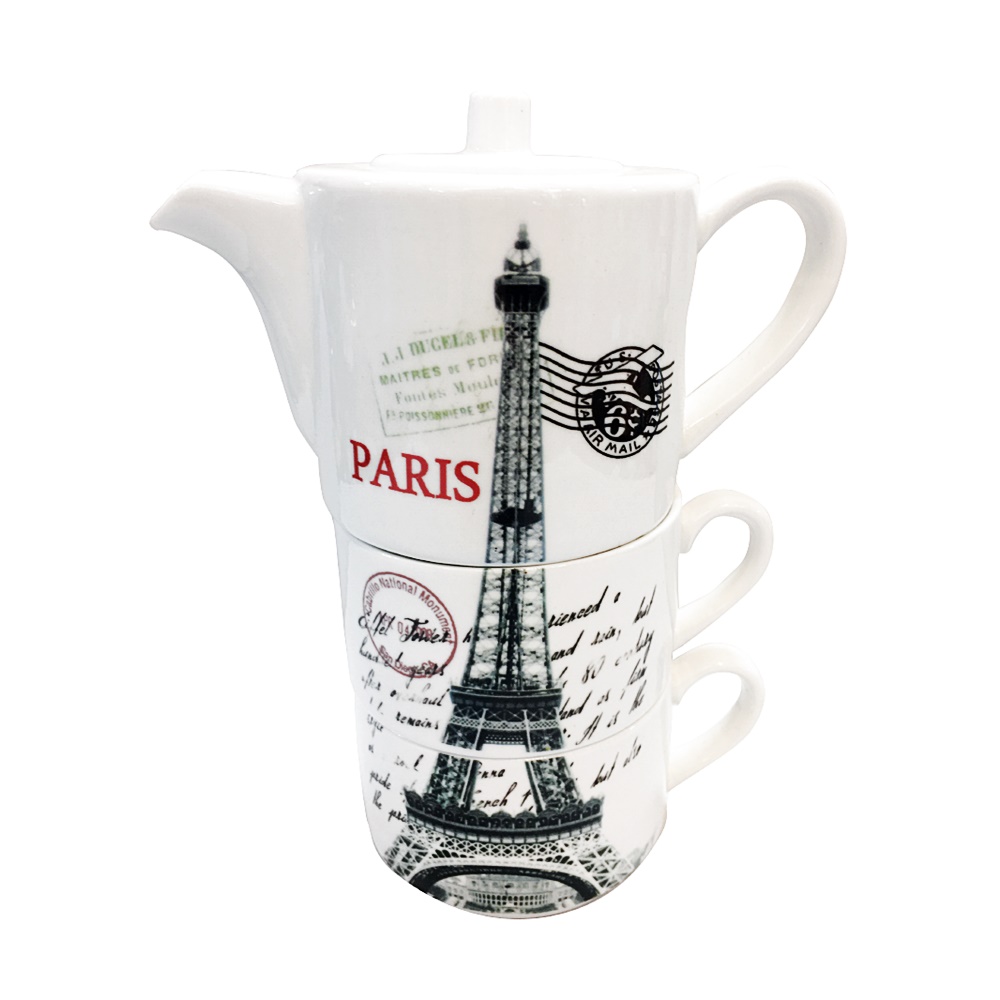 Set ceai tea-for-two Paris ceramica 2 cesti cu ceainic
