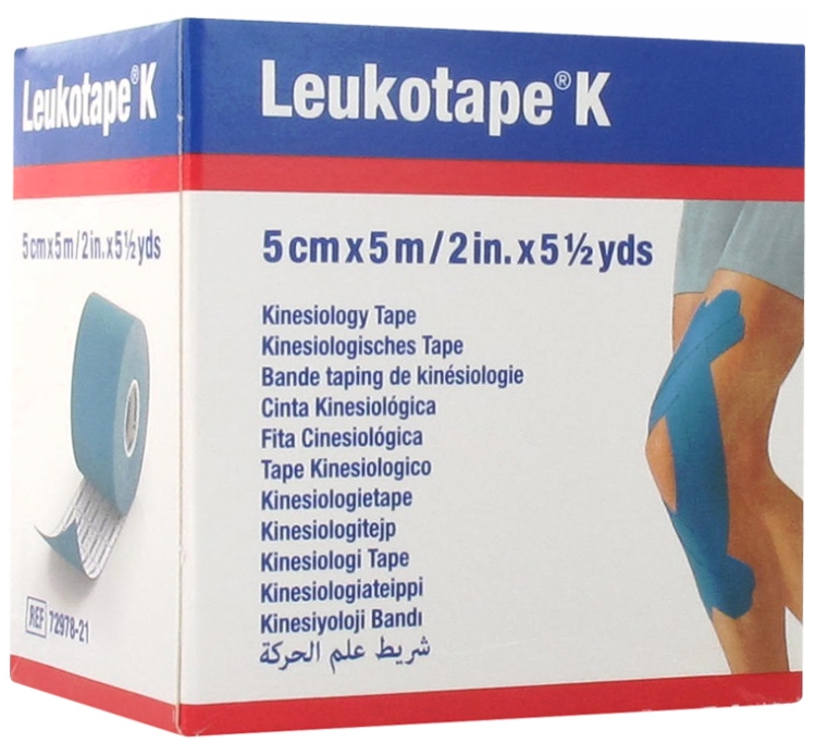 Banda kinesiologica hipoalergenica Leukotape K 5cm x 5m Albastru 