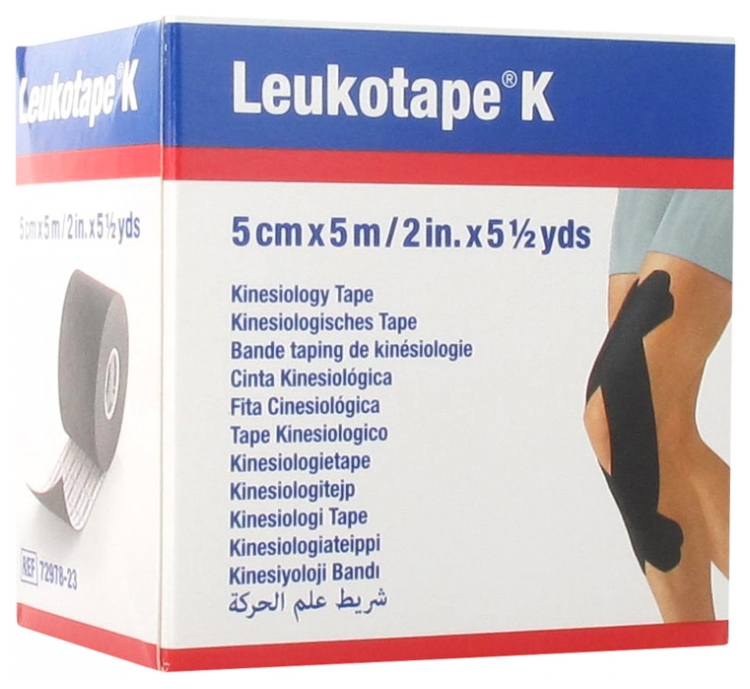 Banda kinesiologica hipoalergenica Leukotape K 5cm x 5m Negru