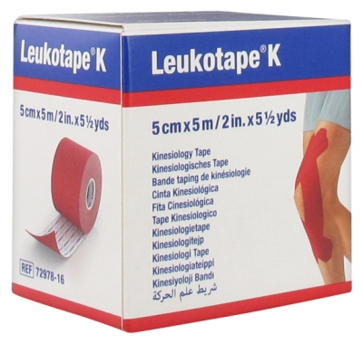 Banda kinesiologica hipoalergenica Leukotape K 5cm x 5m Rosu