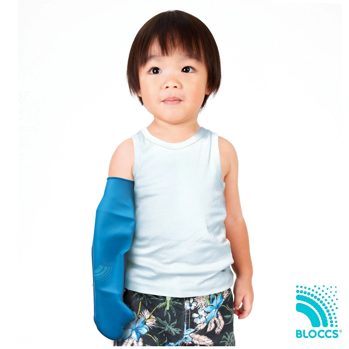 Protectie Bloccs pentru bandaj si ghips pentru mana copil,  marime XS, circumferinta mainii 16-18cm, lungime protectie 33cm
