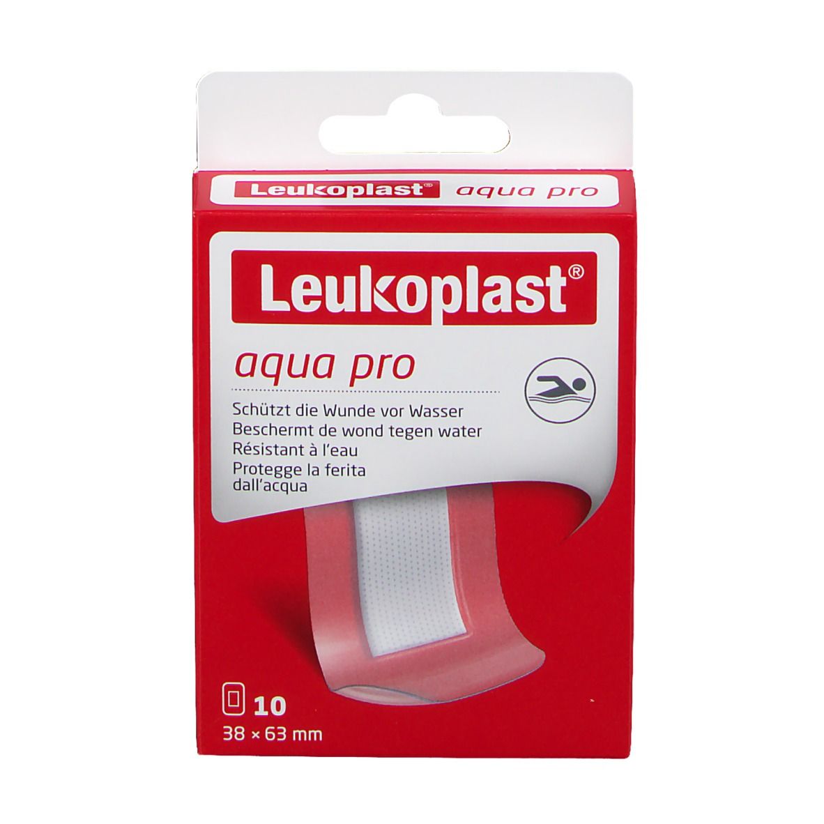 Set plasturi rezistenti la apa Leukoplast Aqua Pro, set 10 bucati, dimensiune 3,8cmx6,3cm
