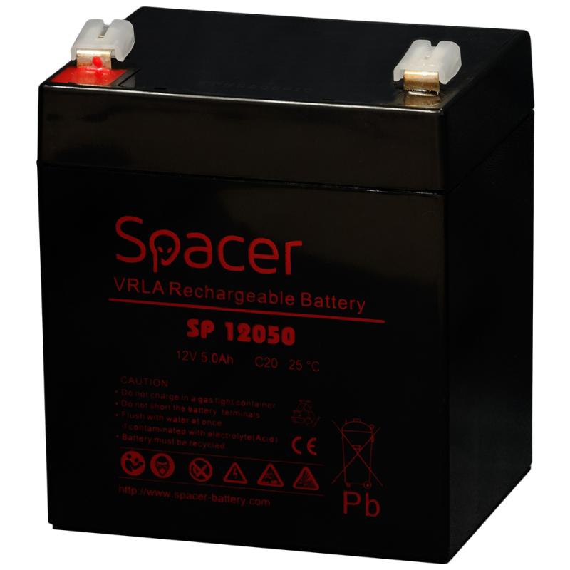 ACUMULATOR UPS SPACER 12V / 5Ah, dimensiuni: 90x70x101mm, inaltime+terminal: 107mm, terminal F1(T1), "SP-BAT-12V5AH" (include TV 0.5 lei)