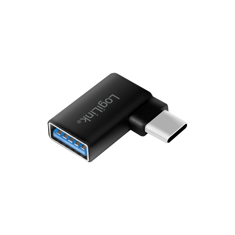 ADAPTOR LOGILINK, pt. smartphone, USB 3.2 Type-C (T) la USB 2.0 (M), USB-C 90 grade, pana la 5V / 3A 15W, negru, "AU0055" (include TV 0.06 lei)