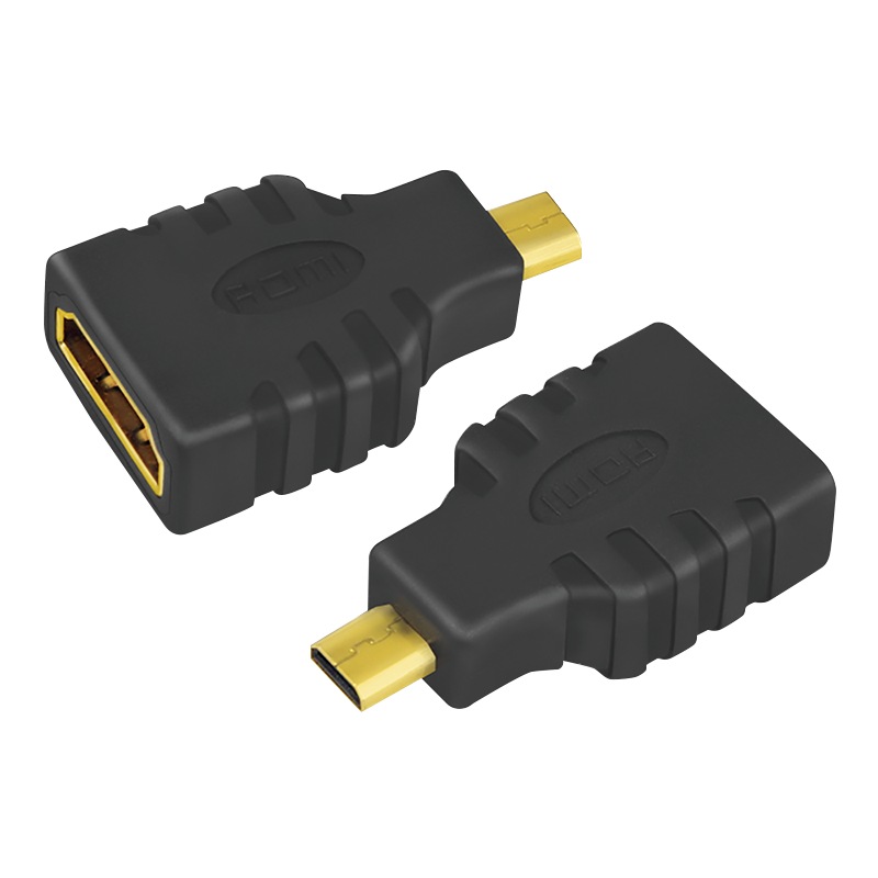 ADAPTOR video LOGILINK, Micro-HDMI (Type D)(T) la HDMI (M), conectori auriti, rezolutie maxima 4K UHD (3840 x 2160) la 30 Hz, negru, "AH0010" (include TV 0.06 lei)