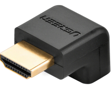 ADAPTOR video Ugreen, "HD112" cupla extender HDMI (T) la HDMI (M), 90 grade jos, rezolutie maxima 4K UHD (3840 x 2160) la 60 Hz, conectori auriti, negru "20109" (include TV 0.15 lei) - 6957303821099