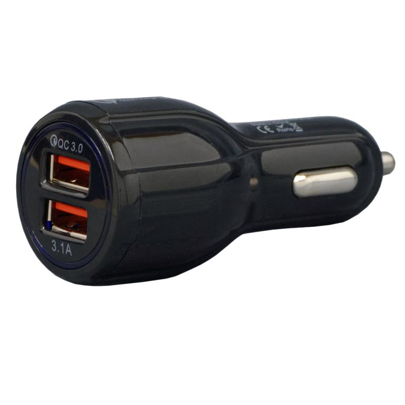 ALIMENTATOR auto SPACER, 2 x USB (1 x USB QC3.0 &amp;amp; 1 USB max. 3.1A), pt. bricheta auto, black, "SP-QC-30" (include TV 0.18lei)