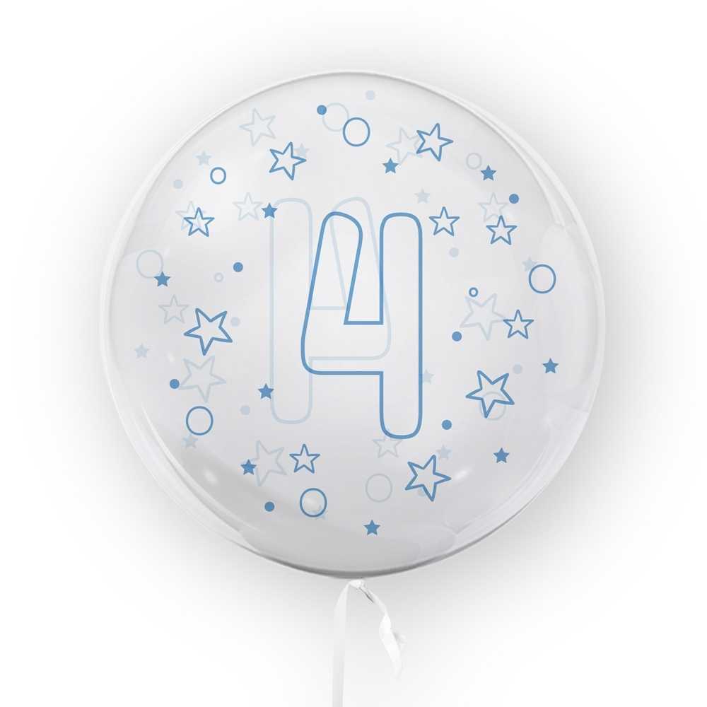 Balon transparent, 45 cm - cifra 4, baieti - TUBAN