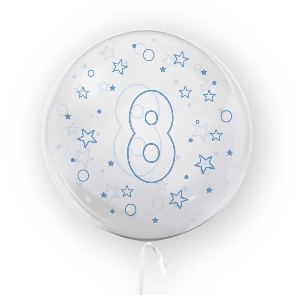 Balon transparent, 45 cm - cifra 8, baieti - TUBAN