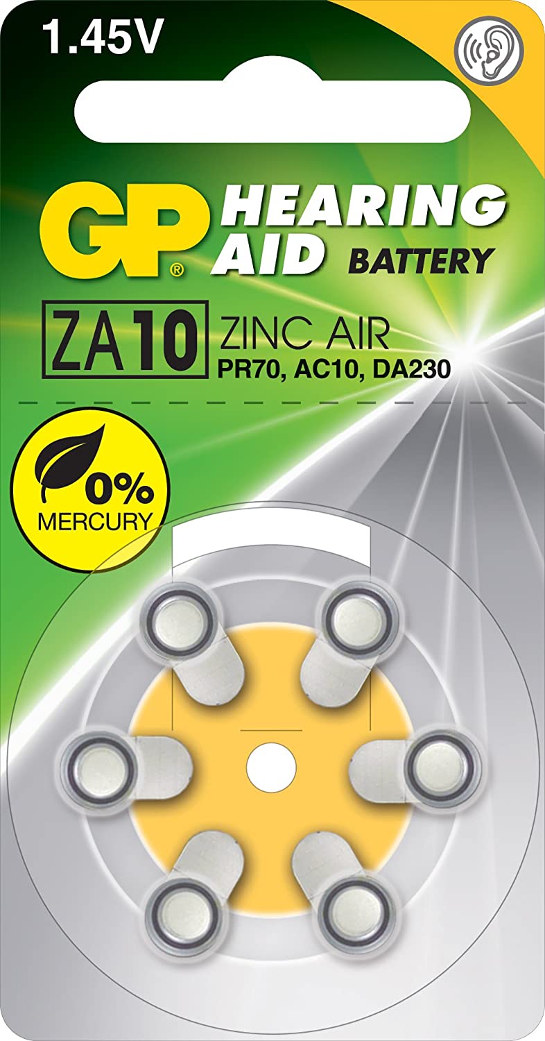 Baterie GP Batteries, aparat auditiv (ZA10) 1.45V zinc-aer, blister 6 buc. "GPZA10F-9D6" "GPPBZZ10F000" (include TV 0.06lei)