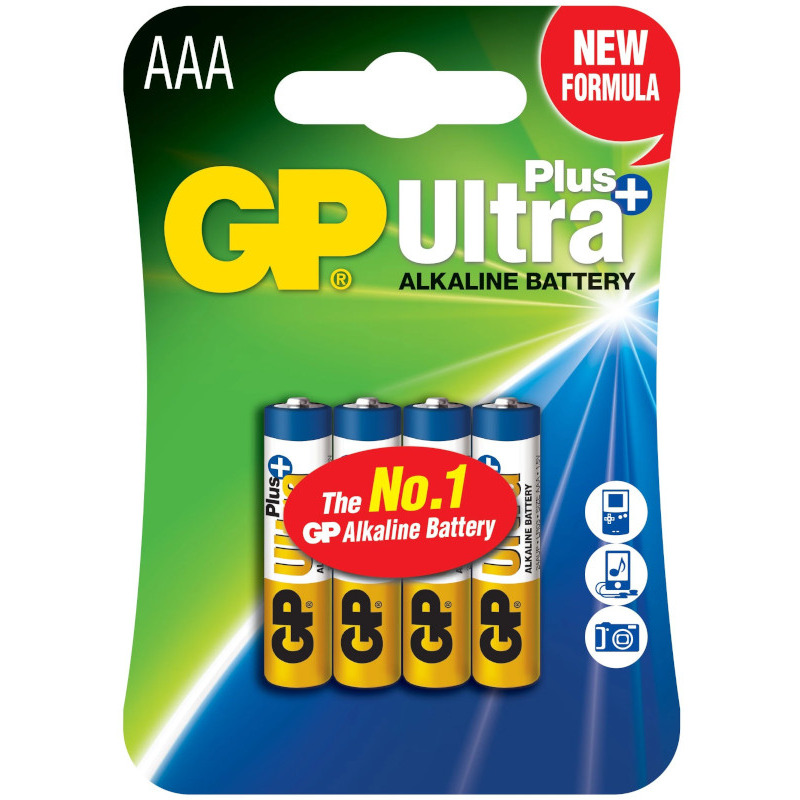 Baterie GP Batteries, Ultra+ Alcalina AAA (LR03) 1.5V alcalina, blister 4 buc. "GP24AUP-2UE4" "GPPCA24UP028" (include TV 0.32lei)