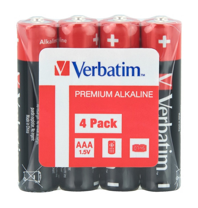 BATERIE VERBATIM  AAA (R3), 1.5V alcalina,  4 buc., shrink wrap "49500" (include TV 0.32lei)