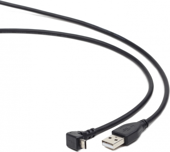 CABLU alimentare si date GEMBIRD, pt. smartphone, USB 2.0 (T) la Micro-USB 2.0 (T) (conector la 90 grade), 1.8m, negru, "CCP-mUSB2-AMBM90-6" (include TV 0.06 lei)