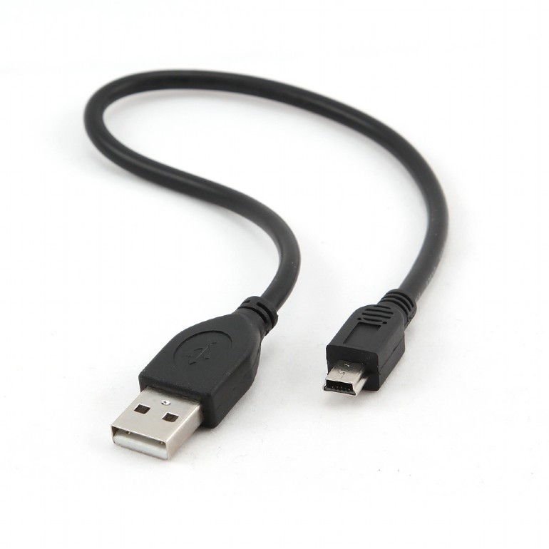 CABLU alimentare si date GEMBIRD, pt. smartphone, USB 2.0 (T) la Mini-USB 2.0 (T), 30cm, conectori auriti, negru, "CCP-USB2-AM5P-1" (include TV 0.06 lei)