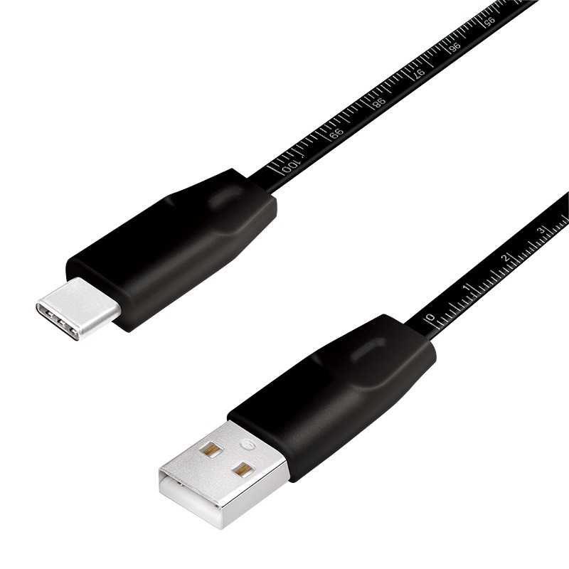 CABLU alimentare si date LOGILINK, pt. smartphone, USB 2.0 (T) la USB 2.0 Type-C (T), 1m, premium, cablu cu marcaj metric, negru, "CU0157" (include TV 0.06 lei)
