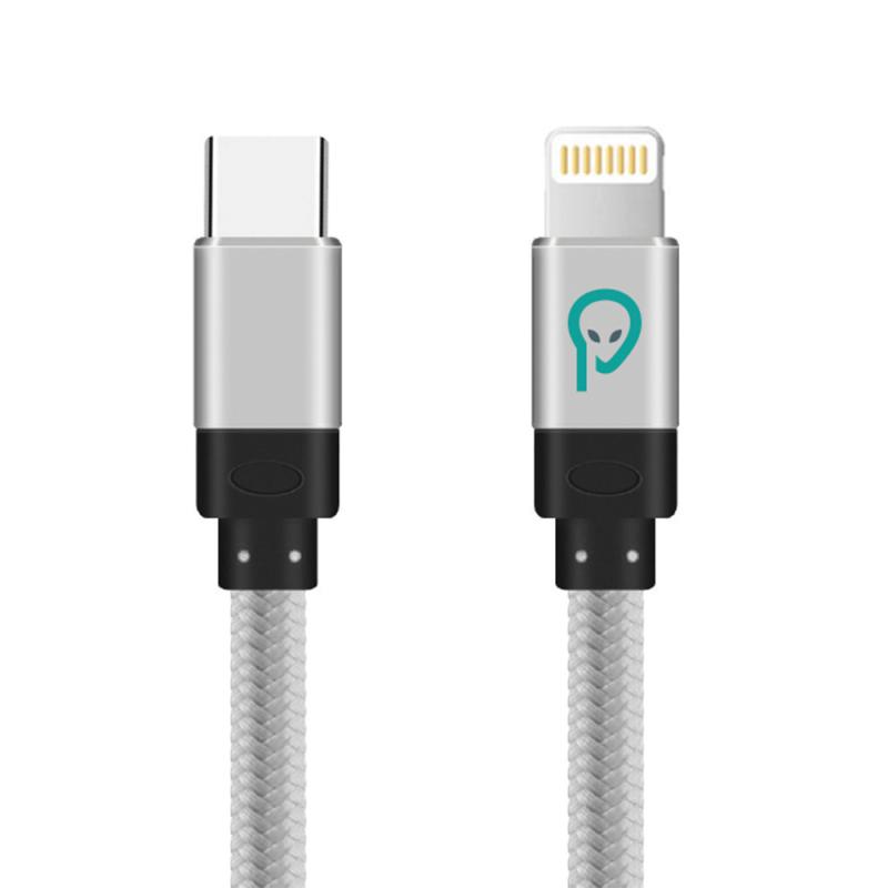 CABLU alimentare si date SPACER, pt. smartphone, USB Type-C (T) la Iphone Lightning (T), braided, retail pack, 1m, silver "SPDC-LIGHT-TYPEC-BRD-SL-1.0" (include TV 0.06 lei)