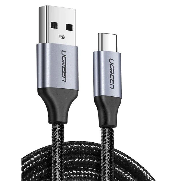 CABLU alimentare si date Ugreen, "US288", Fast Charging Data Cable pt. smartphone, USB 2.0 la USB Type-C 5V/3A, braided, 0.5m, negru "60125" (include TV 0.06 lei) - 6957303861255