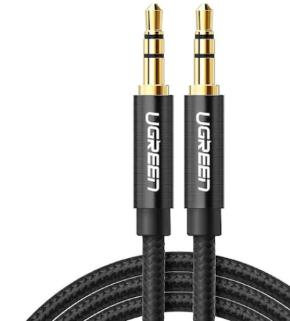 CABLU audio Ugreen, "AV112" stereo (3.5 mm jack T/T), 1m, conectori auriti, braided, negru "50361" (include TV 0.18lei) - 6957303853618