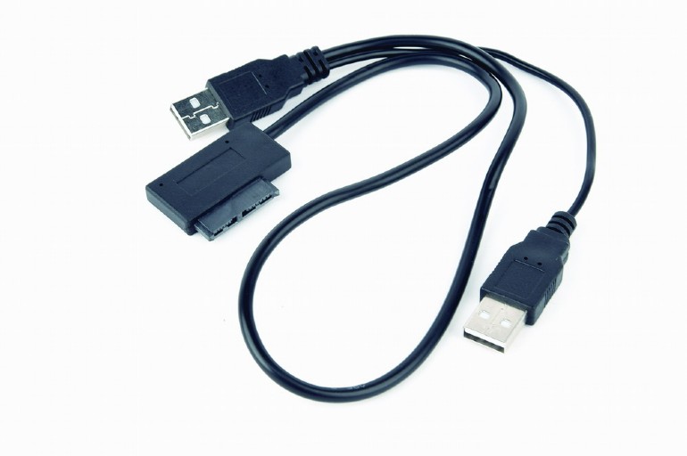 CABLU USB GEMBIRD adaptor, USB 2.0 (T) la slim S-ATA (T), 50cm, pt. SSD, DVD, cu USB suplimentar pt. extra power, negru, "A-USATA-01" (include TV 0.06 lei)