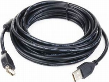 CABLU USB GEMBIRD prelungitor, USB 2.0 (T) la USB 2.0 (M), 4.5m, premium, conectori auriti, negru, "CCF-USB2-AMAF-15" (include TV 0.18lei)