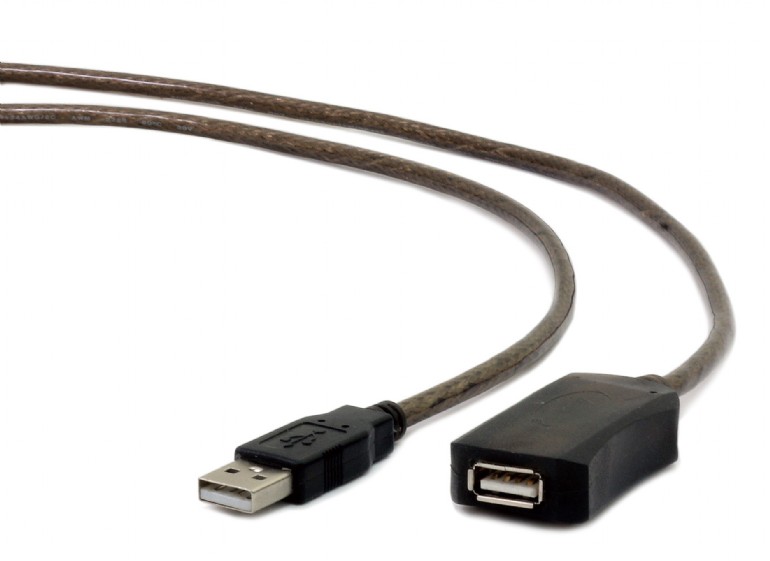 CABLU USB GEMBIRD prelungitor, USB 2.0 (T) la USB 2.0 (M), 5m, activ (permite folosirea unui cablu USB lung), black "UAE-01-5M" (include TV 0.8lei)