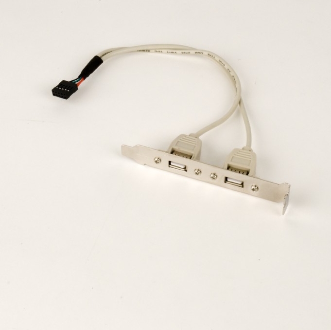 CABLU USB GEMBIRD splitter, USB 2.0 (T) la 2 x USB 2.0 (M), 25cm, transfera 1 USB din interior PC, pe bracket exterior, "CCUSBRECEPTACLE" (include TV 0.06 lei)