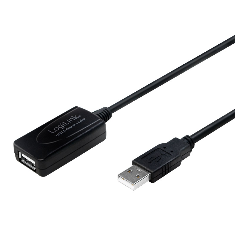 CABLU USB LOGILINK prelungitor, USB 2.0 (T) la USB 2.0 (M), 10m, activ (permite folosirea unui cablu USB lung), negru, "UA0143" (include TV 0.8lei)