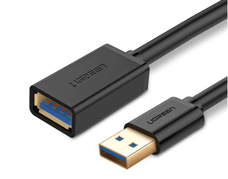 CABLU USB Ugreen prelungitor, "US129" USB 3.0 (T) la USB 3.0 (M), conectori auriti, 3m, negru, "30127" (include TV 0.18lei) - 6957303831272