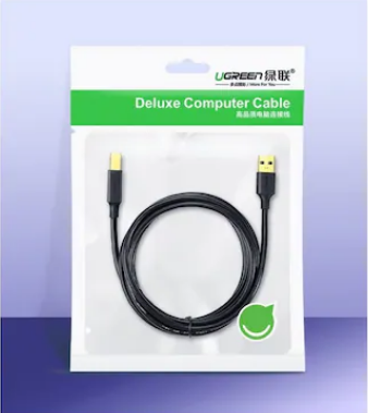 CABLU USB Ugreen pt. imprimanta, "US135" USB 2.0 (T) la USB 2.0 Type-B (T), 1m, conectori auriti, negru, "20846" (include TV 0.06 lei) - 6957303828463
