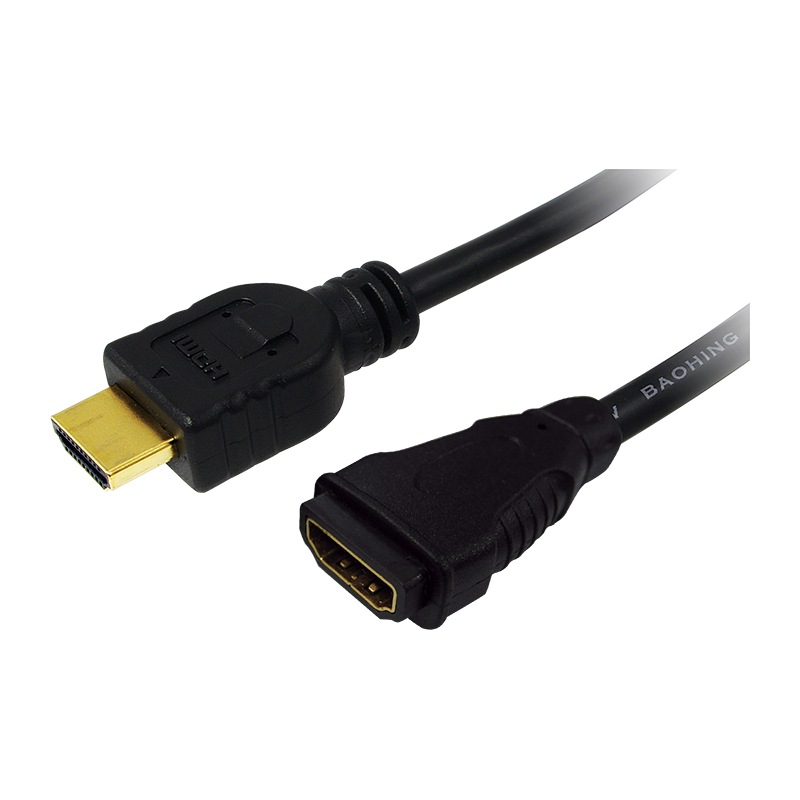 CABLU video LOGILINK, adaptor HDMI (T) la HDMI (M), 2m, conectori auriti, rezolutie maxima 4K DCI (4096 x 2160) la 60 Hz, negru, "CH0056" (include TV 0.06 lei)