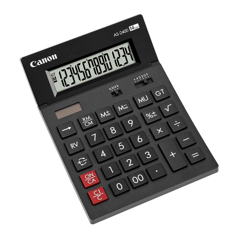 Calculator de birou CANON, AS-2400, ecran 14 digiti, alimentare solara si baterie, negru, "BE4585B001AA" (include TV 0.18lei)