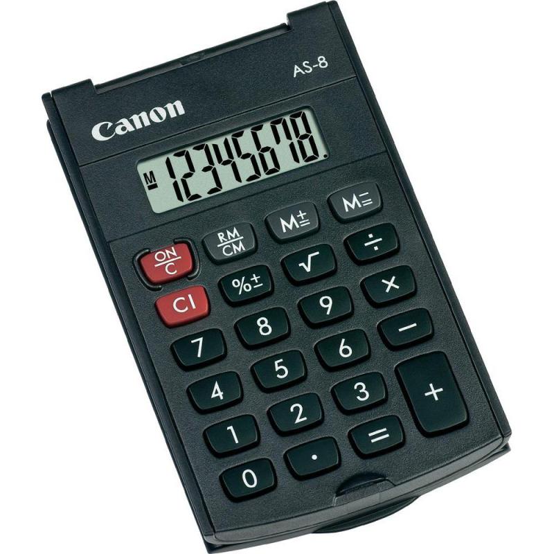 Calculator de birou CANON,AS-8, ecran 8 digiti, alimentare baterie, display LCD, negru, "BE4598B001AA" (include TV 0.18lei)