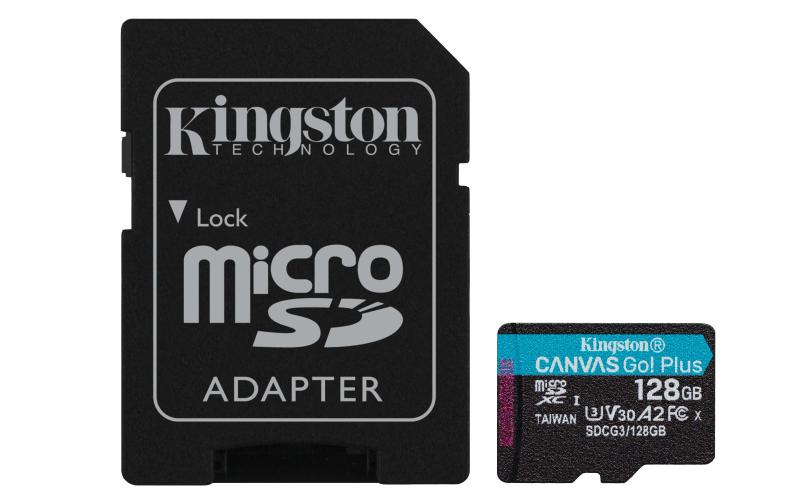 CARD MicroSD KINGSTON, 128 GB, microSDXC, clasa 10, standard UHS-I U3, "SDCG3/128GB" (include TV 0.03 lei)