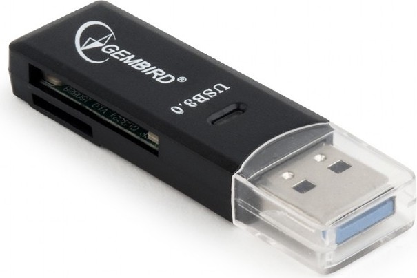 CARD READER extern GEMBIRD, interfata USB 3.0, citeste/scrie: SD, micro SD; plastic, black "UHB-CR3-01" (include TV 0.03 lei)