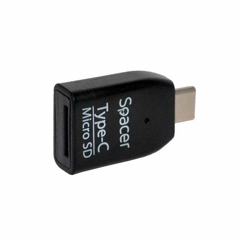 CARD READER extern SPACER, interfata USB Type C, citeste/scrie: micro SD; plastic, negru, "SPCR-307" (include TV 0.18lei)