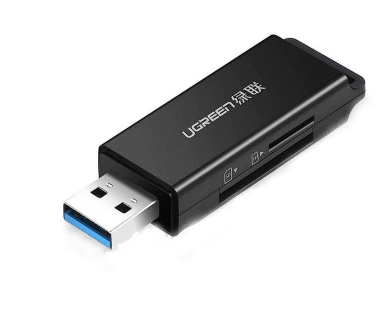 CARD READER extern Ugreen, "CM104" interfata USB 3.0, citeste/scrie: SD, microSD viteza pana la 480Mbps,  suporta carduri maxim 2 TB, plastic, black "40752" (include TV 0.03 lei) - 6957303803637