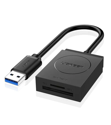 CARD READER extern Ugreen, "CR127" interfata USB 3.0, citeste/scrie: SD, microSD viteza pana la 5Gbps, ABS, negru "20250" (include TV 0.03 lei) - 6957303822508