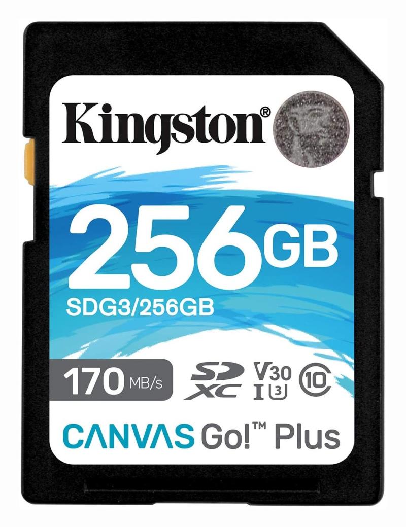 CARD SD KINGSTON, 256 GB, SD, clasa 10, standard UHS-I U3, "SDG3/256GB" (include TV 0.03 lei)