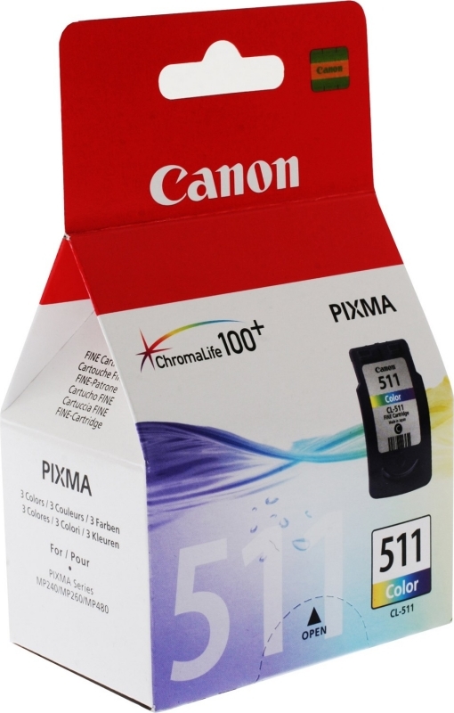 Cartus Cerneala Original Canon Color, CL-511, pentru Pixma IP2700|MP230|MP240|MP250|MP260|MP270|MP280|MP282|MP480|MP490|MP495|MX320|MX330|MX340|MX350|MX360|MX410|MX420 , 244, incl.TV 0.11 RON, "BS2972B001AA"
