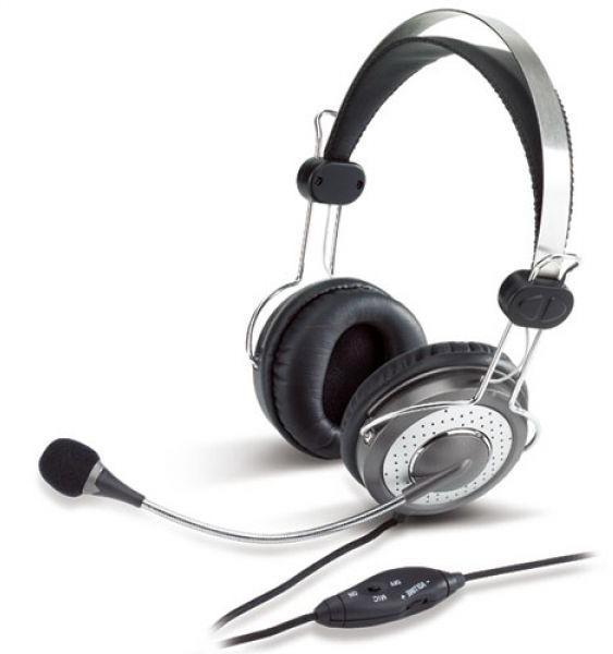 CASTI Genius, "HS-04SU", cu fir, standard, utilizare multimedia, microfon pe brat, noise canceling, conectare prin Jack 3.5 mm x 2, negru&amp;amp;argintiu, "31710045100", (include TV 0.8lei)
