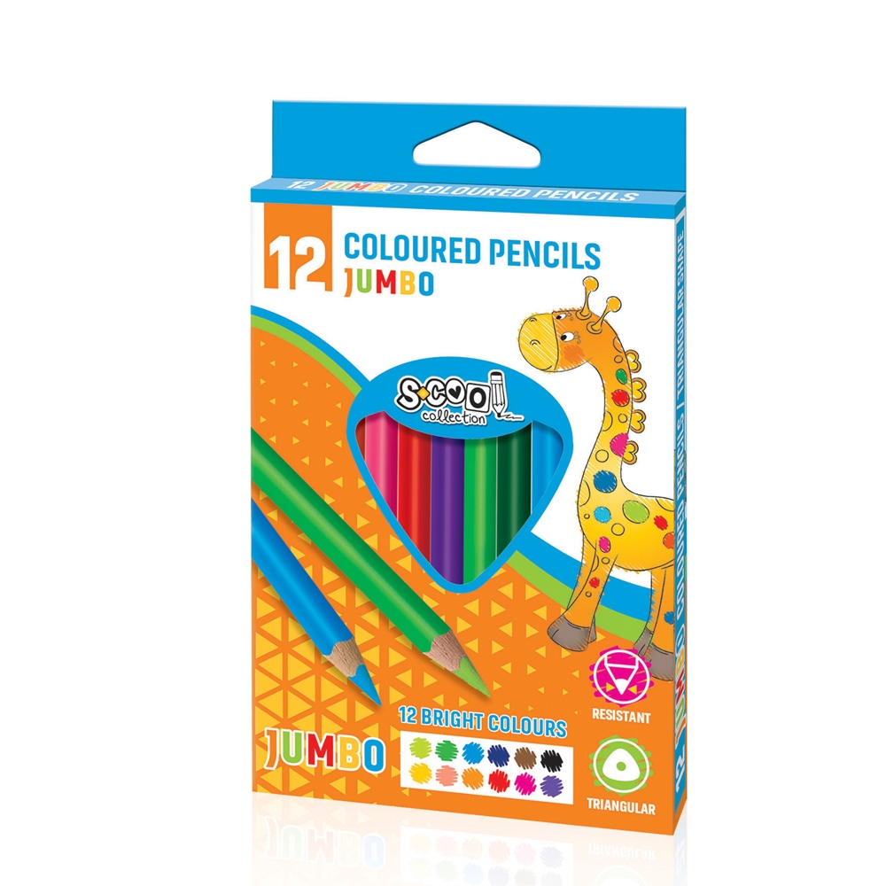 Creioane color, jumbo, 12 culori/set - S-COOL