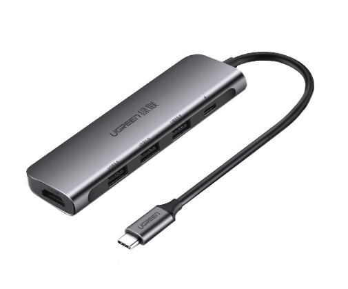 DOCKING Station Ugreen, "CM136" conectare PC USB Type-C, USB 3.0 x 3|HDMI x 1/4K/30Hz|USB Type C x 1 PD|Jack 3.5mm(M) x 1, aluminiu, gri "80132" (include TV 0.8lei) - 6957303881321