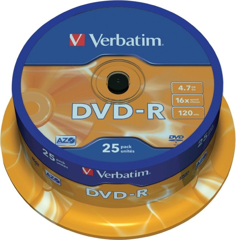 DVD-R VERBATIM  4.7GB, 120min, viteza 16x,  25 buc, Single Layer, spindle, "Matt Silver" "43522"