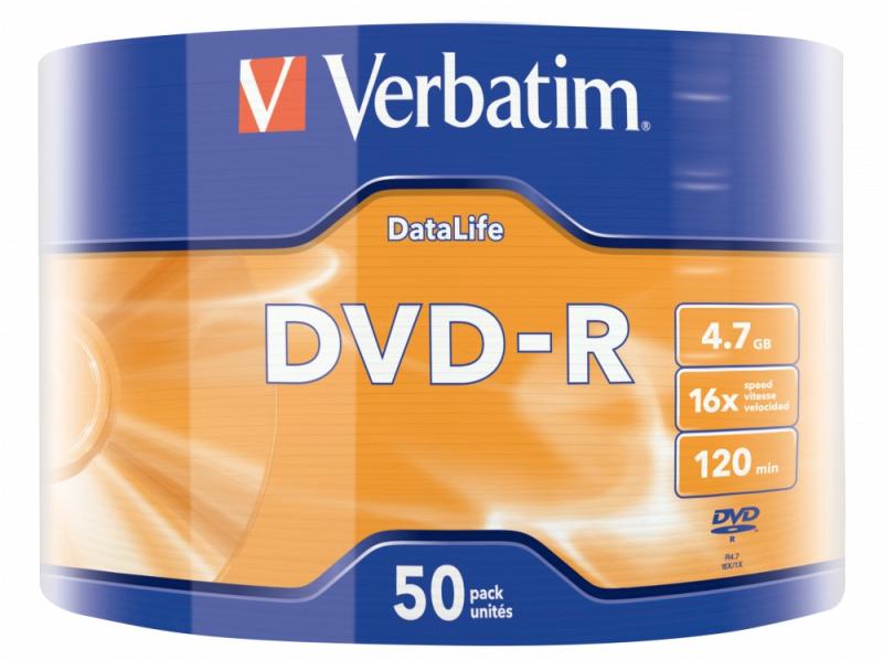 DVD-R VERBATIM  4.7GB, 120min, viteza 16x, 50 buc, Single Layer, shrink wrap, "Matt Silver" "43791"