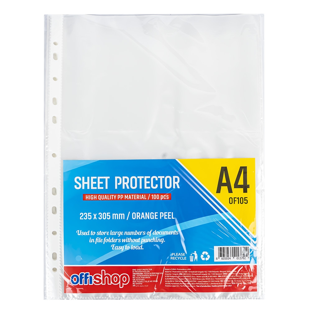 Folie protectie A4, 40 MIC, 100 buc/set - OFFISHOP