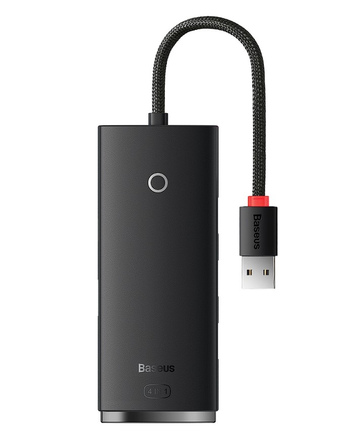 HUB extern Baseus Lite, porturi USB: USB 3.0 x 4, conectare prin USB 3.0, lungime 1m, negru, "WKQX030101" (include TV 0.8lei) - 6932172606206