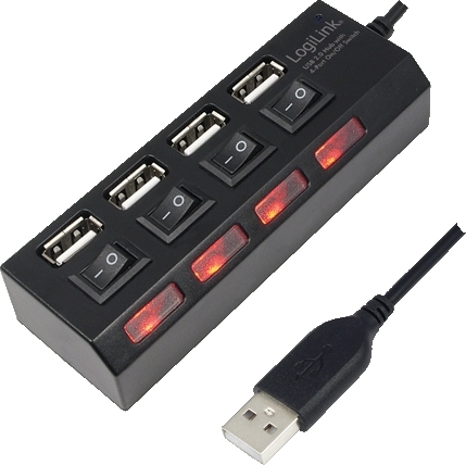 HUB extern LOGILINK, porturi USB: USB 2.0 x 4, conectare prin USB 2.0, alimentare retea 220 V, cablu 0.5 m, negru, "UA0128"  (include TV 0.8lei)