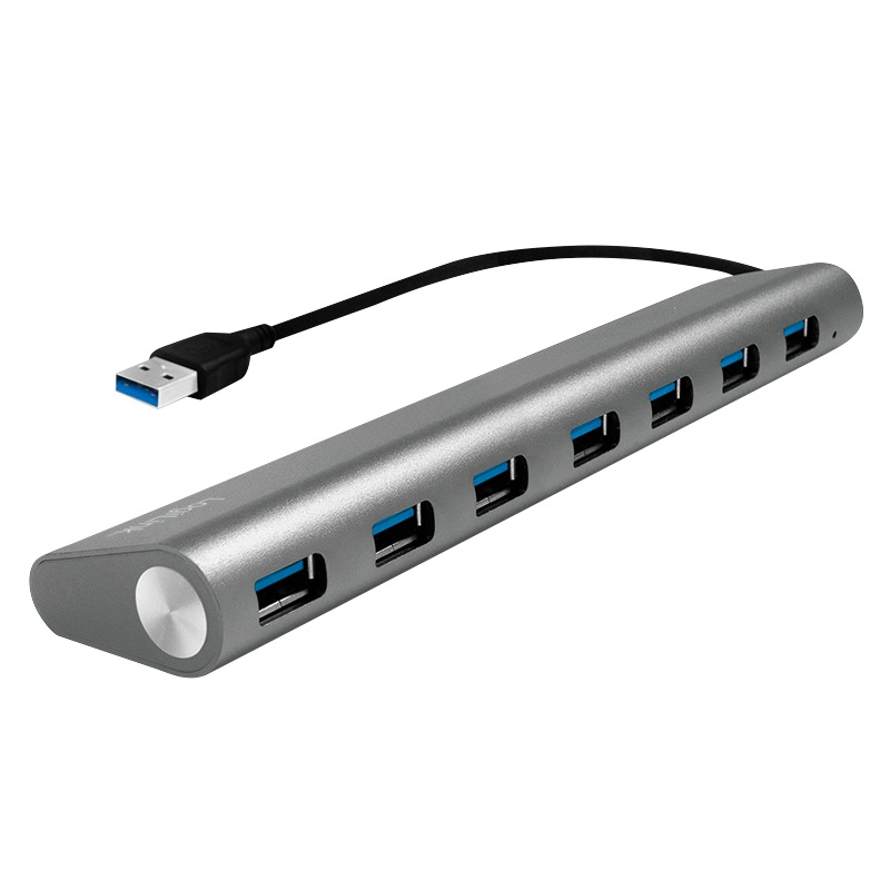 HUB extern LOGILINK, porturi USB: USB 3.0 x 7, conectare prin USB 3.0, cablu 0.1 m, argintiu, "UA0308"  (include TV 0.8lei)